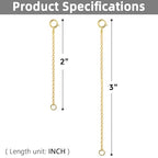 Gold Necklace Extender 14K, 925 Sterling Silver Necklace Extenders Gold Chain Bracelet Anklet Jewelry Extension for Women, 2 Piece Set (2, 3 Inches) - color: Gold, size: 2 3 inch
