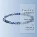 Angelstones Natural Gemstone Small Beaded Stretch Bracelet, 4mm Faceted Round Beads, Crystal Healing Bracelet for Women - color: Blue Aventurine