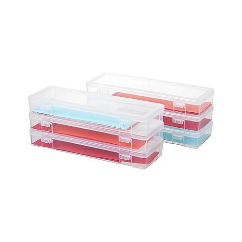 novelinks Plastic Clear Storage Containers for Organizing, Craft Storage Organizers and Stackable Storage Bins with Lids for Pencil Box, Bead, Cookie Cutter, Board Game (6 Pack Large) - color: 6 Pack Large -Clear