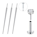 QWALIT Piercing Taper Threadless Insertion Tool - Titanium Labret Pin 16g, 18g, 20g - color: B1 - Stainless Steel Mix Sizes