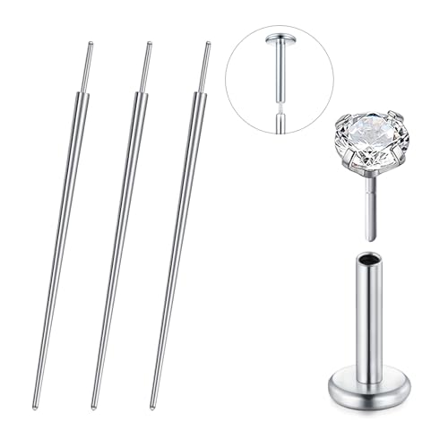 QWALIT Piercing Taper Threadless Insertion Tool - Titanium Labret Pin 16g, 18g, 20g - color: B1 - Stainless Steel Mix Sizes