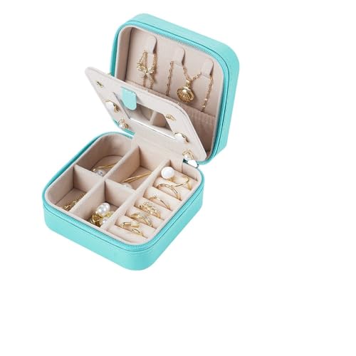 Compact And Secure Jewelry Boxes For Women Small Jewelris Box For Travel Portable Case With Lock And Key Beautiful Jewelry Organizer Storage Solution - color: blue, size: pure