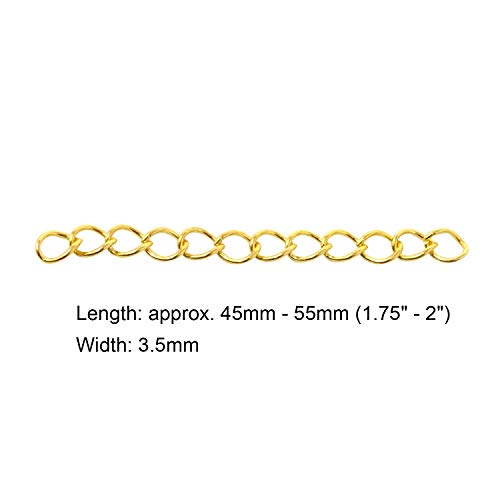 Honbay 100PCS 50mm/2inch Extender Chain Jewelry Necklace Bracelet Anklet Extension Chain Extension tails(Gold)