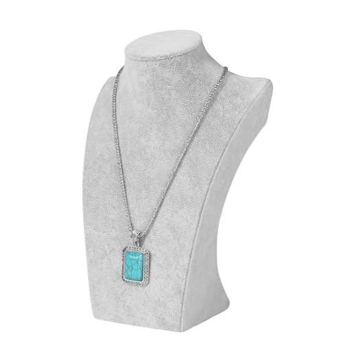 Flexzion Necklace Bust Display Stand (1 Pack) - 10 Inch 3D Mannequin Gray Velvet Necklace Display Holder for Home, Boutique & Trade Shows - Jewelry Display for Selling Necklace, Pendants, Chokers - color: Gray Velvet, size: Small (1 Pack)