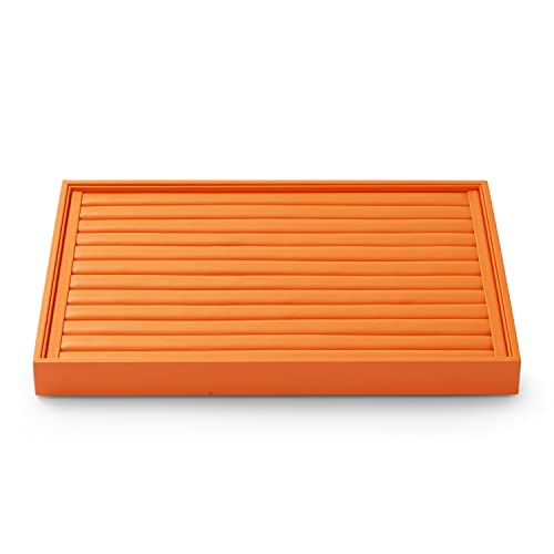 Oirlv Luxury Leather Ring Earring Organizer Tray Stackable Jewelry Display Tray Ring Storage - color: Orange, size: Ring Tray
