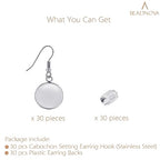 BEADNOVA Earring Kit 30pcs Blank Ear Wire Hook 12mm Stainless Steel Cabochon Setting Earring Bezel with Rubber Backs for Cabochon Resin DIY Earwire Making (12mm, 30pcs) - color: 30pcs, size: 12mm