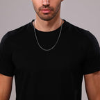 Square Rolo Chain Necklace Stainless Steel Round Box Necklace for Men Women/2mm-7mm/16Inch-36Inch - color: Stainless Steel-Black, size: 20 Inches, style: 2 mm width