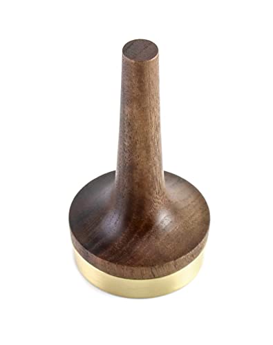 QWORK Wooden Ring Holder for Jewelry, 2 Pack Black Walnut Wood with Brass Stand Modern Display, Gift For Wedding & Anniversary - size: 2 Pcs