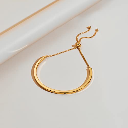 WOWORAMA Adjustable Slider Bracelets for Women Bar Friendship Bangle Bracelet for Women Gold/White Gold/Rose Gold Bolo Bracelet - color: Slim Bar-Gold-tone