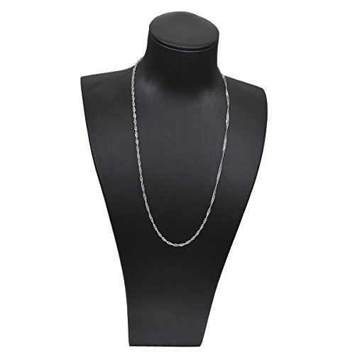 Jewelry 2mm Titanium Steel Silver Singapore Chain Necklaces for Women 16 to 30 in - size: 16 in