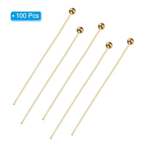PATIKIL 100Pcs Rose Gold Ball Head Pins Jewelry Making 24 Gauge 30mm Wire Head Pins Brass Round Ball Head Pins Metal End Head Pins for DIY Craft Necklaces Bracelets Earrings - color: Rose Gold, size: 30mm