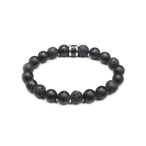 Kartini Studio Men's Bracelet, Black Onyx and Lava Stone Beads Bracelet, Men's Quality Bead Jewelry