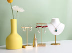GemeShou White necklace holder stands for girls, Velvet hanging jewelry organizer, Metal necklace display stands for selling【White-Height 7.48 inch】