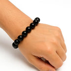 Natural Black Onyx Bracelet for Men & Women, 8mm Genuine Black Stone Beaded Bracelet, Stretch Protection Crystal Bracelet, Anxiety Relief, Gift