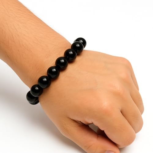 Natural Black Onyx Bracelet for Men & Women, 8mm Genuine Black Stone Beaded Bracelet, Stretch Protection Crystal Bracelet, Anxiety Relief, Gift
