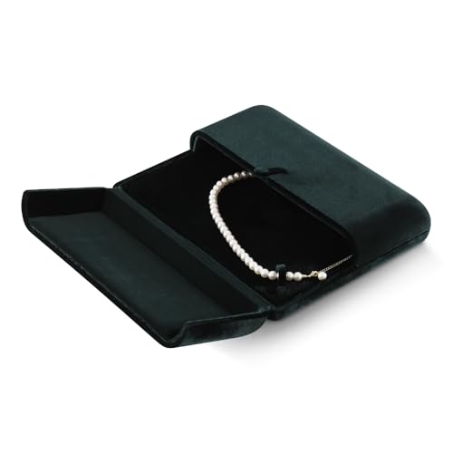 Resilient Velvet Large Necklace Box, Jewelry Organizer for Women Girls Bridal, Anti-Tangle Pendant Necklace Storage Case for Home Wedding Proposal Engagement Retail Display (Dark Green) - color: Dark Green, size: Large Necklace Box