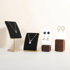 GemeShou Black Necklace display stand, Velvet Jewelry necklace display holder for selling, small metal earring neck storage organizer, online jewelry photography props【Black】 - color: black