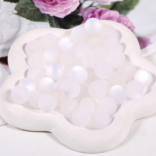 25pcs Resin Transparent Frosted Beads 16mm Cat Eye Circular Rubber Bead Spacer Bead DIY Making Friendship Bracelet Phone Chain Keychain Pen Beads Accessories (White) - color: White