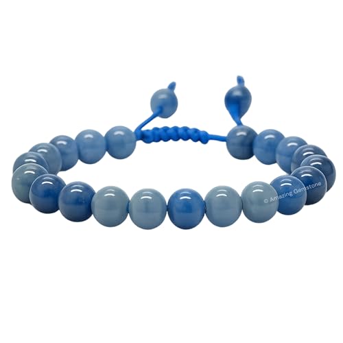 Amazing Gemstone Blue Aventurine Bracelet for Women Men's Gifts - Protection Healing Crystal Bracelet - 8mm Gemstone Beaded Adjustable Bracelet Pulseras Para Hombres Mujer Stocking Stuffers - color: Blue Aventurine