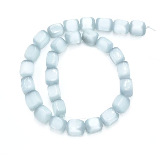 28pcs 10x13mm White Cat's Eye Cuboid Stone Gemstone Beads Semi-Precious Craft Supplies for DIY Jewelry Making - color: Cuboid10x13mm White