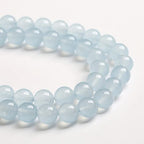 12MM 32PCS Natural Stone Light Blue Chalcedony Loose Beads for Jewelry Making DIY Bracelet Necklace - color: Light Blue Chalcedony, size: 12mm