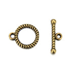 Adabele 20 Sets Corrugated Toggle Clasp 12.8mm (0.5 Inch) T-Bar Closure Tarnish Resistant Antique Bronze for Necklace Bracelet Craft Jewelry Making MC-AF55 - size: 12.8mm Corrugated Toggle