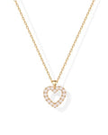 PAVOI 14K Gold Plated Cubic Zirconia Heart Necklace | Cute Dainty Love Pendant Necklaces for Women - Valentines Day Trendy Jewelry - style: Heart Pearl