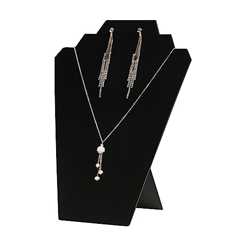 4Pcs/Set Necklace Display Stand for Selling, Earring Necklace Jewelry Set Easel Display Rack,Covered Soft Velvet with Cardboard Easel Necklace Display - color: Black Velvet, size: 4pcs Design 2