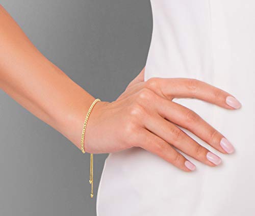 Miabella 925 Sterling Silver or 18K Gold Plated Diamond-Cut Adjustable Bolo 2.5mm Bead Ball Bracelet for Women, Made in Italy - color: yellow-gold-plated-silver