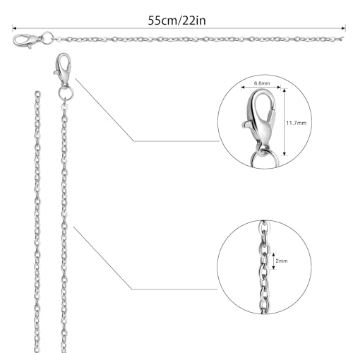 Lemonkey 24 Pack Necklace Chains Bulk,Silver Plated DIY Cable Link Chains for Jewelry Making 22 Inches - color: Silver, size: 22inch
