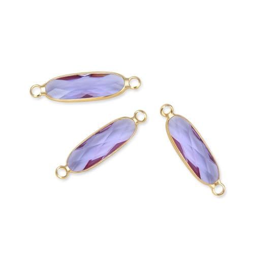 5pcs Adabele Grade A June Alexandrite Purple Birthstone Connector Link 21mm Rectangle Bar 18K Yellow Gold Plated Crystal Rhinestone Bead for DIY Craft Jewelry Making CCP9-G6 - color: June/Light Alexandrite - Gold Plated, size: 21mm (0.83") - 5pcs