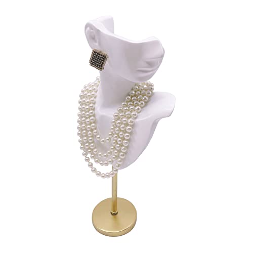 Jewelry Display Stand Jewelry Mannequin Bust Necklace Earring Display Holder Stand, Necklace Bust Jewelry Bust Stand Easel Rack for Selling Show Home Gift - color: White