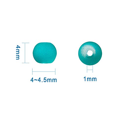 100Pcs 4-4.5mm Transparent Frosted Glass Beads Colorful Round Matte Glass Loose Spacer Beads for DIY Necklace Earring Bracelet Jewelry Making Handmade Crafts - color: Colorful-4mm