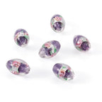 Elecrelive 10Pcs Oval Flower Glass Beads 16mm Silver Foil Lampwork Beads Purple Floral Crystals for DIY Bracelet Necklace Earring Jewelry Making - color: Medium Purple