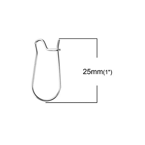 JGFinds Stainless Steel Ear Wire Hooks, 48 Pack Earring Findings, Secure Lock Kidney Wires - Teardrop Dangle 1 Inch - size: 1 Inch Long
