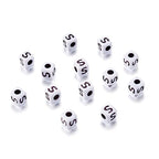 240pcs Opaque Acrylic Letter S Cube Beads White Plastic Alphabet Loose Spacer Square Beads 4-5mm for DIY Name Bracelet Necklace Jewelry Crafts Making Hole: 1.8mm - color: Letter S#White and Black
