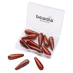 BEADIA Natural Redstone Teardrop Stone Beads 10x30mm 12pcs Dangle Earring Charm for DIY Jewelry Making - color: Redstone