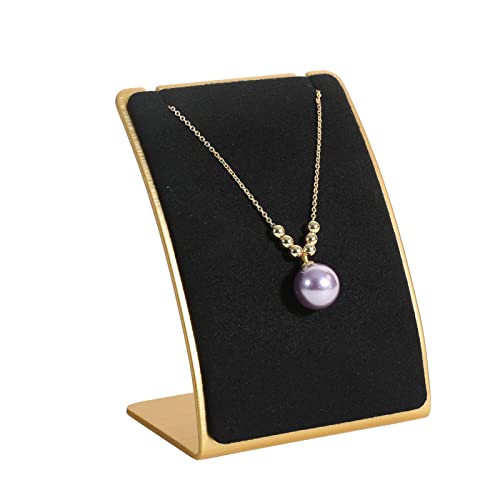 GemeShou Black Necklace display stand, Velvet Jewelry necklace display holder for selling, small metal earring neck storage organizer, online jewelry photography props【Black】 - color: black