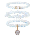 Vinswet Healing Crystal Beaded Bracelets for Women,Natural Amethyst Gemstones Bracelet,Anxiety Stress Relief Heart Charm Bracelet Handmade purple Jewelry Gifts for Women - color: Opal&labradorite