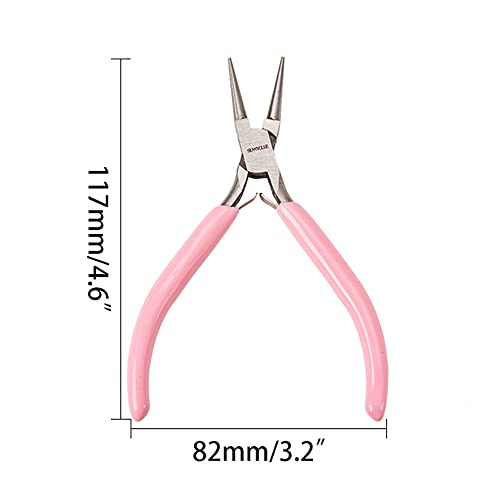 SUNNYCLUE 4.5 Mini Round Nose Pliers Precision Beading Pliers Jewelry Wire Looping Bending Tools for DIY Jewelry Making Hobby Projects Pink - color: Pink 4.5 Inch
