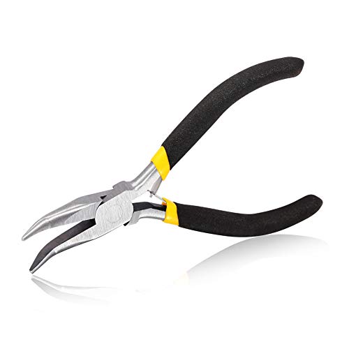 SPEEDWOX Bent Nose Pliers 5 Inches Mini Smooth Curved Jaws Pliers for Confined Areas with Leaf Springs Jewelry Making Crafts Beading Working Hobby Tools - size: Bent Nose Pliers