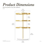 3 Tiers Earring Holder Organizer, Metal Rotating Earring Stand Adjustable Display Tree, 126 Holes Carousel Rack for Stud Hoop Pierced Dangling Women, Perfect View for All Earrings (Gold) - color: Gold
