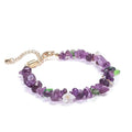 Healing Onyx Bracelet for Women Men Handmade Natural Gemstone Amethyst Crystal Bracelets Obsidian Cross Beaded Stone Jewelry - color: Purple