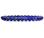 Angelstones Handmade Natural Healing Gemstone 6mm Round Beads Stretch Crystal Bracelet 7 Inch Unisex - color: Lapis Lazuli
