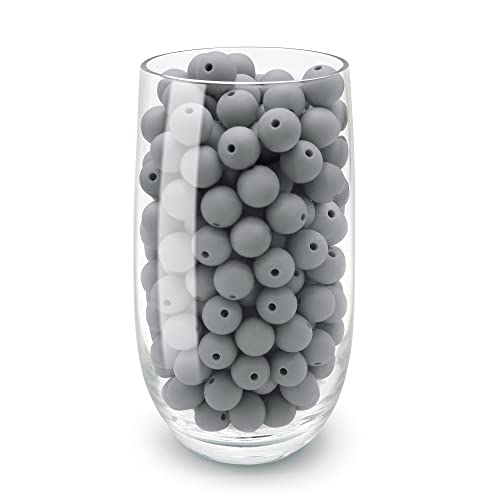DIYOMR 100Pcs 15mm Dark Grey Round Silicone Beads for Jewelry Making - color: Dark Grey, size: 15mm