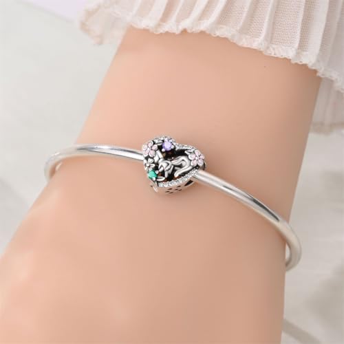 Mother Heart Charms for Bracelets Love Mom Flowers Charm Jewellery for Women - style: Hand held Mom