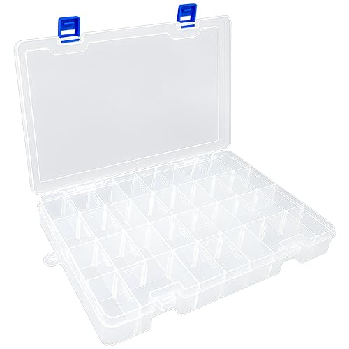 DUOFIRE Plastic Organizer Container Storage Box Adjustable Divider Removable Grid Compartment for Jewelry Beads Earring Container Tool Fishing Hook Small Accessories(34 Grids, White X 1) - color: White, size: 34 Grids, White X 1