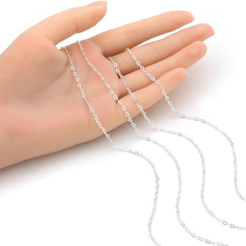 Adabele 5 Feet Authentic 925 Sterling Silver Unfinished Heart Shaped Link Chain 3.2mm x 2.1mm Small Thin Hypoallergenic Nickel Free for DIY Craft Jewelry Making SSK-T1 - color: Sterling Silver, size: 3.2mm Heart Link - 5 Feet