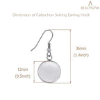 BEADNOVA Cabochon Setting Earring Hook 60pcs Blank Earring Bezel 12mm Stainless Steel Cabochon Setting Ear Wire Hook with Rubber Backs for Resin DIY Earwire Making (12mm, 60pcs) - color: 60pcs, size: 12mm
