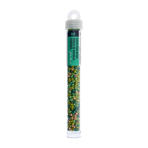 John Bead 8/0 Czech Glass Seed Beads 22 Grams Multi Mix Green for DIY Arts Crafts Jewelry Bracelets Necklaces Earrings Phone Charm Making - color: Multi Mix Green